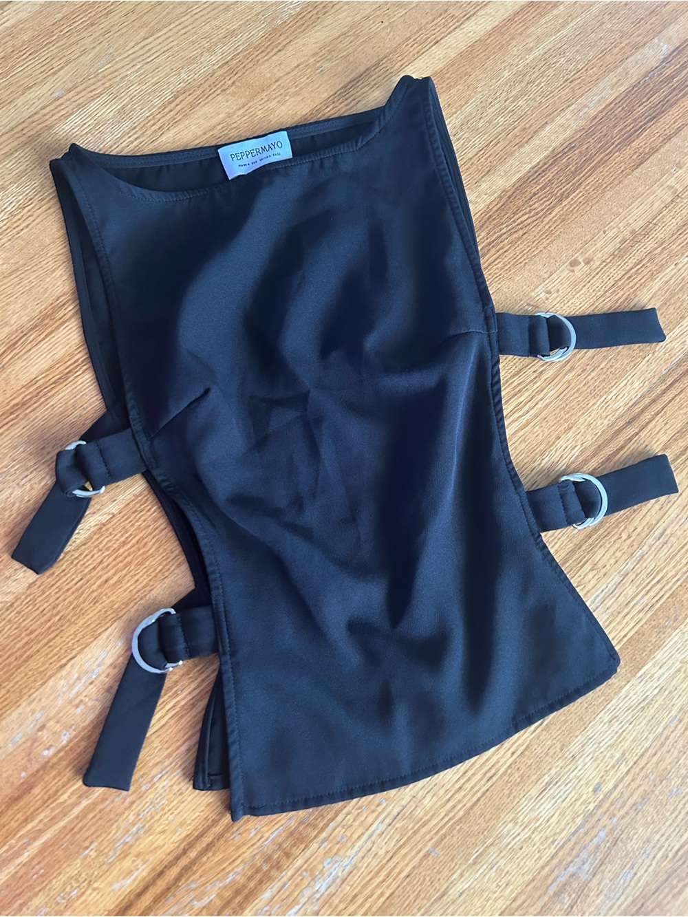Peppermayo Black Cherish You Buckle Top